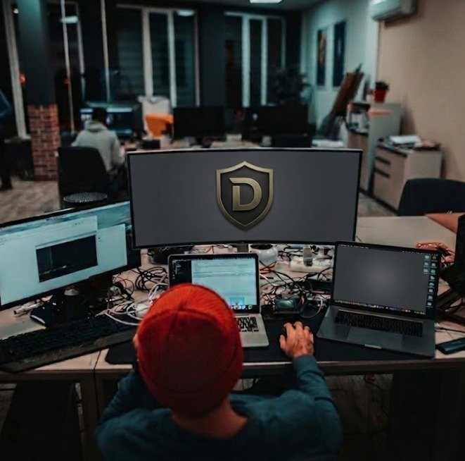 Guardia de seguridad con equipo de comunicación